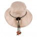 's Summer Linen Bucket Sun Hat with Wooden Bead  Beige  eb-81488258